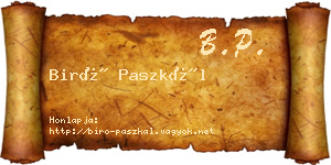 Biró Paszkál névjegykártya
